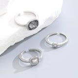 Luxury Acrylic Black Diamond Ring Minimalist Geometric Square Band