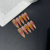 Gorgeous Vintage Long Patch Cross Angel Handmade Press on Nails