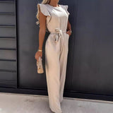 High Waist Commuter Strap-Up Jumpsuit - Summer Wide Leg Streetwear Jumpsuit