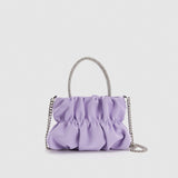 Mini rhinestone hand-held pleated bag, fashion party tote crossbody cloud chain woman