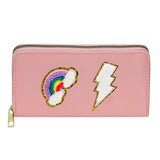 Women's alphabet embroidered wallet, long coin purse, nylon zipper ticket holder, multi-function card bag