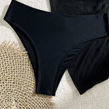 Solid Color Printed Beach Bikini Sexy Three Piece Swimsuit for Women