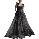 Spaghetti Strap Flower Fairy High-End Gown Banquet Party Elegant Evening Dress