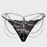 Sexy Spice Girls Nightclub Splicing Metal Gem Sex Thong Panties Women