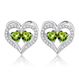 Sterling Silver Birthstone Heart Earrings