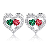Sterling Silver Birthstone Heart Earrings