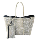 Camo Leopard Black Print Beach Tote – Women’s Neoprene Travel Bag, Diving Fabric Casual Handbag