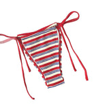 Special Fabric Striped Low Waist Bikini Sexy Two Piece Swimwear for Women