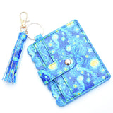 Personalized PU leather printed leopard print women's change bag multi-card ID bag fringed pendant