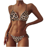 Neck strap-on bikini swimsuit sexy belt chest pad split swimsuit strap three-point swimsuit suit women