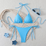 Sexy Triangle Separated Strap Multicolor Polka Dot Bikini Beach Swimwear Swimsuit