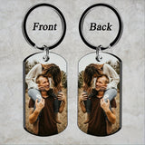 Stainless Steel Necklace Men and Women Personalized Custom Keychain with Pictures - Double Sided Engraving Photo Text Customized Key Chains for Men Boyfriend