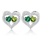 Sterling Silver Birthstone Heart Earrings