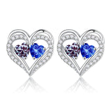 Sterling Silver Birthstone Heart Earrings