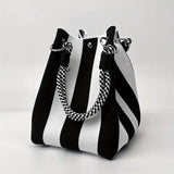 Woven Bucket Bag – Fashion Knit Handbag, Lucky Drawstring Shoulder Purse, Women’s Vacation Tote