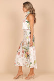 Women's Summer Sundress - Sexy Halter Sleeveless Satin Dress with Elastic Waist & Ruffle Trim