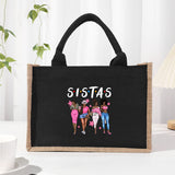 Cotton and linen canvas tote bag, printed letter tote bag, portable light handbag, gift shopping bag