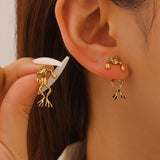 Personality Punk Frog Stud Earrings Detachable Cute 3D Animal Earrings