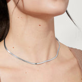 14K Gold Plated Herringbone Choker Necklace - Dainty Thin Snake Chain Layered Jewelry for Women