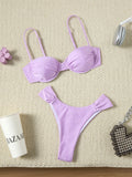 Bikini sexy solid color swimsuit women split swimsuit women bikini