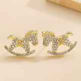 Luxury Festive Pony Stud Earrings Lucky "Rich Immediately" Fashion Earrings