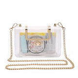 Women's Transparent evening Clutch Bag – Stylish Clear Crossbody Shoulder Bag with Removable Gold Chain Strap