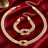 Niche Design Metal Knot Wrapped Snake Chain Bracelet Set Luxury Accessory