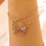 Butterfly Necklace & Bracelet Best Friend BFF Color Zircon Asymmetric Magnetic Jewelry