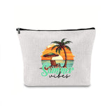 Linen printed cosmetic bag, cosmetic lipstick storage bag, small simple zipper evening clutch bag,