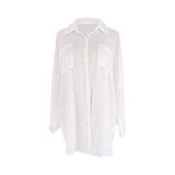 Slub Fabric Shirt-Style Beach Cover-Up ¨C Sun Protection Shirt, Vacation Swimsuit Beach Dress