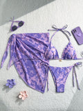 Sexy Bikini Three Piece Swimsuit with and Apron Split Body Design Suitable for Hot Spring Use