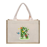 Cotton and linen canvas tote bag, printed letter tote bag, portable light handbag, gift shopping bag
