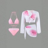 Long Sleeve Apron Women's Swimsuit Printed Bikini 4