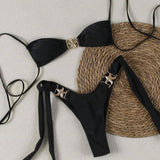 Hot Sale Solid Color Hot Selling Thin Straps Tied Backless Sexy Beach Bikini
