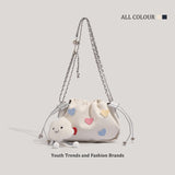 Folded bag female, autumn and winter fashion design chain Crossbody bag, cute small crossbody purse