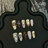 Spice Girl Original Futuristic Polarized Metal Lines Press on Nails Finished Nail Wear