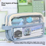 Large Capacity Transparent Pencil Case - Perfectly Designed Stationery Box for Girls in Primary and Junior High School with Simple Separation