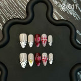 Spice Girl Pink Handmade Carved Painted Almond Nail Press on Nails