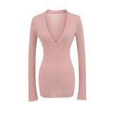 Deep V Neck Sheer T-Shirt