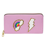 Women's alphabet embroidered wallet, long coin purse, nylon zipper ticket holder, multi-function card bag