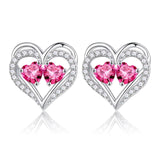 Sterling Silver Birthstone Heart Earrings