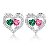 Sterling Silver Birthstone Heart Earrings