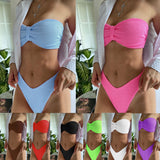 Women's Ruffled Bandeau Two-Piece Swimsuit Bikini Sexy Bikini