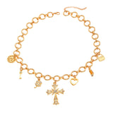 Cross Heart Multi-Element Pendant Necklace Women Minimalist Elegant Choker