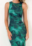 Women's Spring Summer Elegant Sexy Printed Bodycon Waist-Defining Slimming Chic Dress