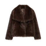 Women's Faux Fur Coat with Large Lapel