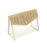 Ladies chain cosmetic storage bag, button makeup brush crossbody bag, transparent wash shoulder bag,