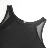 Women's Black Mesh Triangle Backless One-Piece Swimsuit