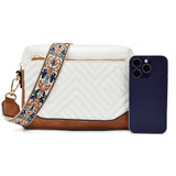 Quilted embroidered grid color matching small women crossbody bag, simple small square bag, shoulder messenger bag