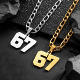Custom Jersey Number 67 Stainless Steel Pendant Necklace Athlete Basketball Football Jewelry